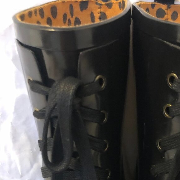 Women Black Mid-Calf Rubber Boots - Wellies - Picture 12 of 16